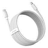 Baseus Simple Wisdom - Lot de 2 câbles USB-C vers Lightning 20 W 1,5 m (blanc) : gaine PVC blanche du câble de 1,5 m