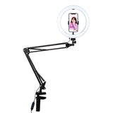 Puluz PKT3090B - Anneau lumineux LED 26 cm avec bras de bureau : anneau lumineux 26 cm monté sur son bras articulé
