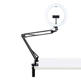 Puluz PKT3090B - Anneau lumineux LED 26 cm avec bras de bureau : pince de fixation serrée au bord d'un bureau