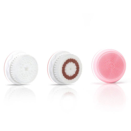 Liberex Egg - Brosse nettoyante visage sonique (rose) : les trois têtes interchangeables fournies
