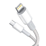 Baseus High Density Braided - Câble USB-C vers Lightning 20 W 2 m (blanc) : embout Lightning en alliage de zinc