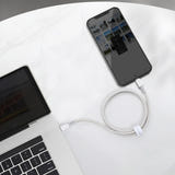 Baseus High Density Braided - Câble USB-C vers Lightning 20 W 2 m (blanc) : tresse nylon haute densité du câble