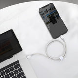Baseus High Density Braided - Câble USB-C vers Lightning 20 W 2 m (blanc) : tresse nylon haute densité du câble