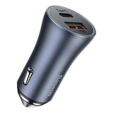 Baseus Golden Contactor Pro - Chargeur voiture 40 W USB-A et USB-C (gris) : éclairage LED de repérage du chargeur