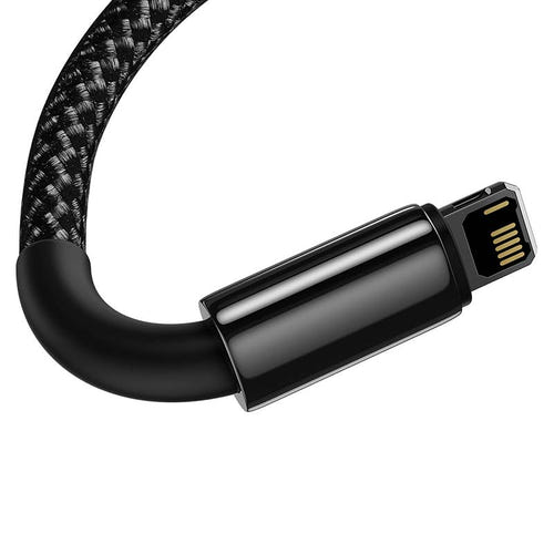 Baseus Tungsten Gold - Câble USB-A vers Lightning 2,4 A 1 m (noir) : gaine en fibre de nylon du câble