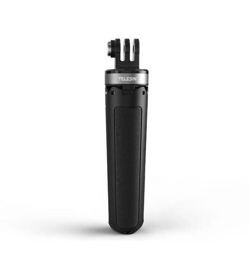 Telesin - Mini trépied pour caméra d'action 13,4 à 25,5 cm (noir) : trépied Telesin replié tenu dans la main