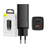Baseus GaN2 Lite - Chargeur secteur 65 W USB-A et USB-C (noir) : chargeur Baseus GaN2 Lite noir vu d'ensemble