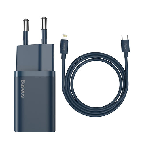 Baseus Super Si - Chargeur 20 W avec câble USB-C vers Lightning 1 m (bleu) : port USB-C du chargeur