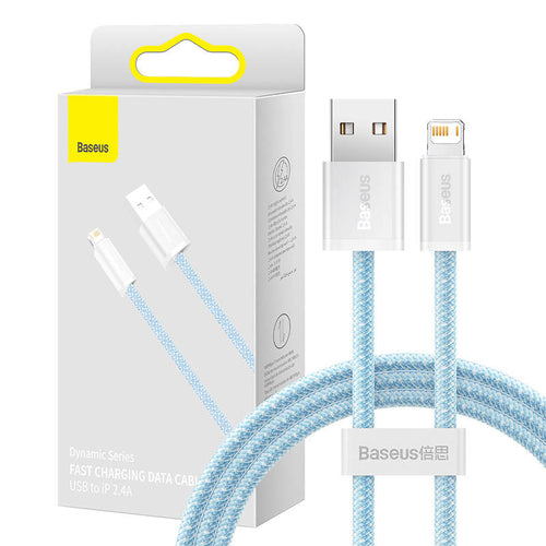 Baseus Dynamic - Câble USB-A vers Lightning 2,4 A, 1 m (bleu) : câble Baseus Dynamic bleu, vue d'ensemble