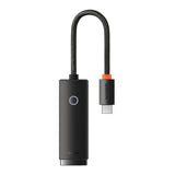 Baseus Lite Series - Adaptateur USB-C vers RJ45 100 Mbit/s (noir) : prise RJ45 et témoin lumineux