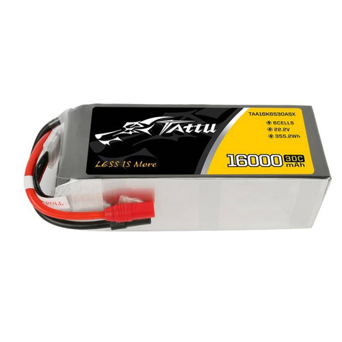 Tattu 16000 mAh 22,2 V 30C - Batterie LiPo 6S1P prises AS150 et XT150 : pack LiPo Tattu 16000 mAh vu de face