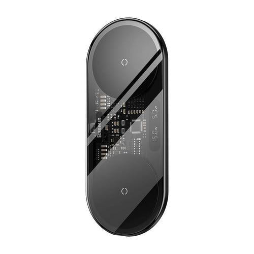 Baseus Digital LED Display - Chargeur à induction double Qi 20 W (noir) : deux appareils en charge côte à côte