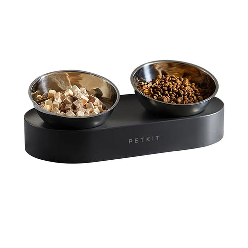 Petkit Fresh Nano - Double gamelle en inox inclinable pour chien et chat : réglage de la hauteur du socle