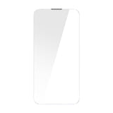 Baseus Crystal - Verre trempé anti-poussière 0,3 mm pour iPhone 14 Pro Max (lot de 2) : verre posé sur l'écran de l'iPhone