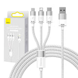 Baseus StarSpeed - Câble USB 3 en 1 USB-C, micro USB et Lightning 3,5 A, 1,2 m (blanc) : câble Baseus StarSpeed 3 en 1 blanc