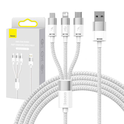 Baseus StarSpeed - Câble USB 3 en 1 USB-C, micro USB et Lightning 3,5 A, 1,2 m (blanc) : câble Baseus StarSpeed 3 en 1 blanc