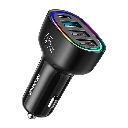 Joyroom JR-CL09 - Chargeur de voiture 45 W à 4 ports USB (noir) : chargeur de voiture Joyroom JR-CL09 noir