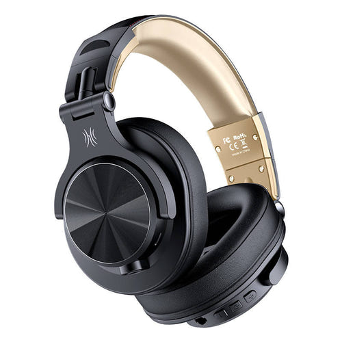 OneOdio Fusion A70 - Casque sans fil Bluetooth 5.2, 50 h (or) : commandes situées sur la coque