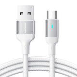 Joyroom S-UM018A10 - Câble USB-A vers micro-USB 2,4 A, 2 m (blanc) : câble Joyroom S-UM018A10 blanc enroulé