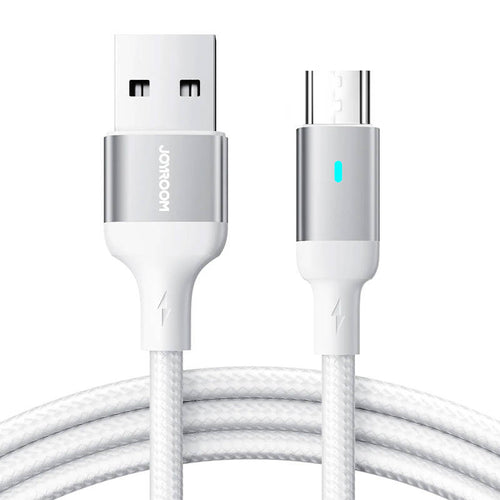 Joyroom S-UM018A10 - Câble USB-A vers micro-USB 2,4 A, 2 m (blanc) : câble Joyroom S-UM018A10 blanc enroulé