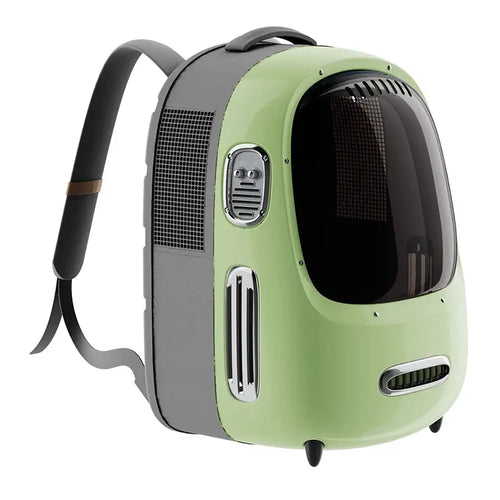 Petkit Breezy 2 - Sac à dos de transport ventilé pour chat et petit chien (vert) : sac à dos de transport Petkit Breezy 2 vert vu de face
