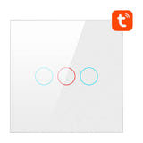 AVATTO LZTS02-EU-W3 - Interrupteur connecté ZigBee 3 boutons sans neutre (blanc) : façade en verre trempé de l'interrupteur ZigBee