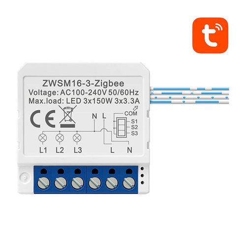 Avatto ZWSM16-W3 - Module interrupteur ZigBee 3 canaux (Tuya) : module interrupteur ZigBee Avatto ZWSM16-W3 blanc