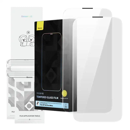 Baseus Corning - Verre trempé pour iPhone 14 Pro Max avec filtre anti-poussière : verre trempé Baseus Corning pour iPhone 14 Pro Max