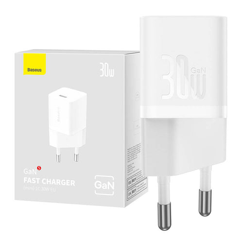 Baseus GaN5 - Chargeur secteur mini USB-C 30 W (blanc) : chargeur secteur Baseus GaN5 30 W blanc