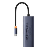 Baseus UltraJoy - Hub USB-C 5-en-1 HDMI 4K, 3 USB 3.0, PD 100 W (gris) : port USB-C Power Delivery 100 W