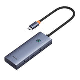 Baseus UltraJoy - Hub USB-C 5-en-1 HDMI 4K, 3 USB 3.0, PD 100 W (gris) : coque en alliage d'aluminium