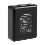 Puluz PU919B - Chargeur double pour batteries GoPro Hero 9 à 12 : chargeur avec deux batteries en place