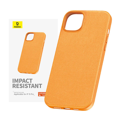 Baseus Fauxther - Coque en cuir PU pour iPhone 15 Pro Max (orange) : coque Baseus Fauxther orange pour iPhone 15 Pro Max