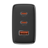 Baseus OS-Cube Pro - Chargeur secteur GaN5 65 W, 2 USB-C et 1 USB-A (noir) : chargeur branché sur une prise murale