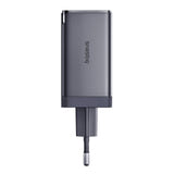 Baseus GaN5 - Chargeur secteur 65 W, 2 USB-C + USB, câble 1 m (gris) : les deux ports USB-C et le port USB