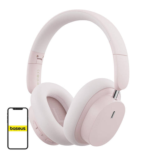 Baseus Bowie D05 - Casque sans fil Bluetooth 5.2, 70 h (rose doré) : casque rose doré vu de trois quarts