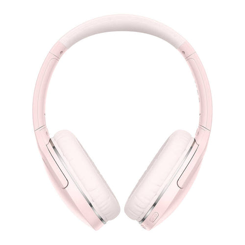 Baseus Encok D02 PRO - Casque sans fil Bluetooth 5.0, 40 h (rose) : casque rose vu de face