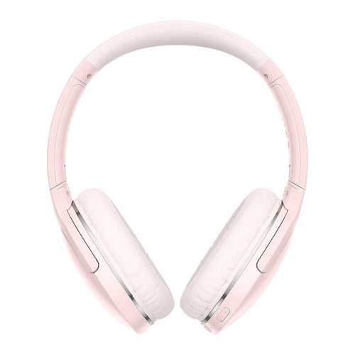 Baseus Encok D02 PRO - Casque sans fil Bluetooth 5.0, 40 h (rose) : casque rose vu de face