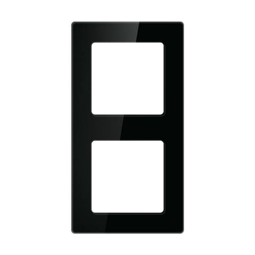 Avatto N-TS10-Frame-B2 - Cadre double pour interrupteurs (noir) : cadre double noir vu de face