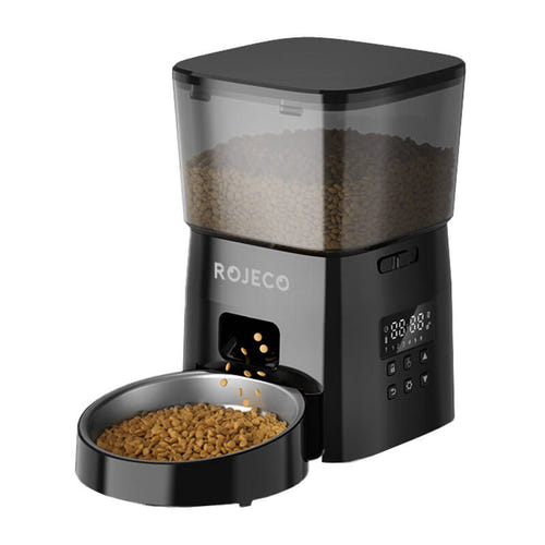 Rojeco RWSQ-02 - Distributeur automatique de croquettes 2 L à boutons : distributeur de croquettes vu de face