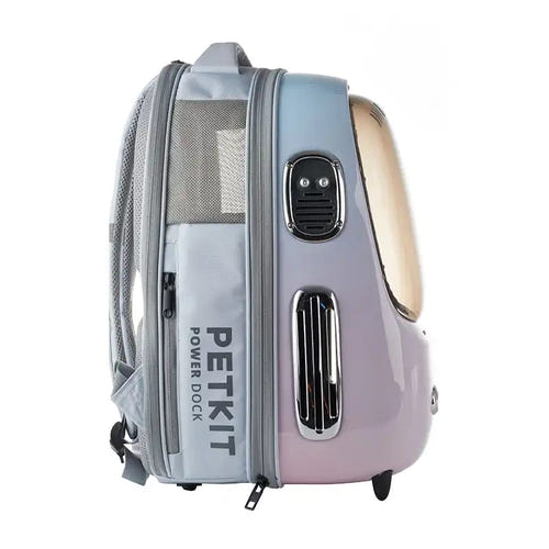 PetKit Breezy 2.0 - Sac à dos de transport ventilé pour chat et petit chien (rose) : hublot teinté du sac de transport