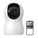 Gosund IPC2 - Caméra de surveillance intérieure Wi-Fi motorisée 2K (blanc) : objectif et diodes infrarouges