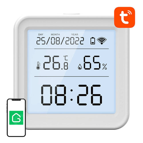 Gosund S6 - Capteur de température et d'humidité Wi-Fi à écran LCD : capteur Gosund S6 et son écran LCD rétroéclairé