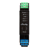 Shelly Pro 2PM - Relais rail DIN 2 canaux avec mesure de consommation : relais Shelly Pro 2PM sur rail DIN
