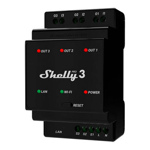 Shelly Pro 3 - Relais domotique 3 canaux sur rail DIN, Wi-Fi et LAN : relais Shelly Pro 3 sur rail DIN