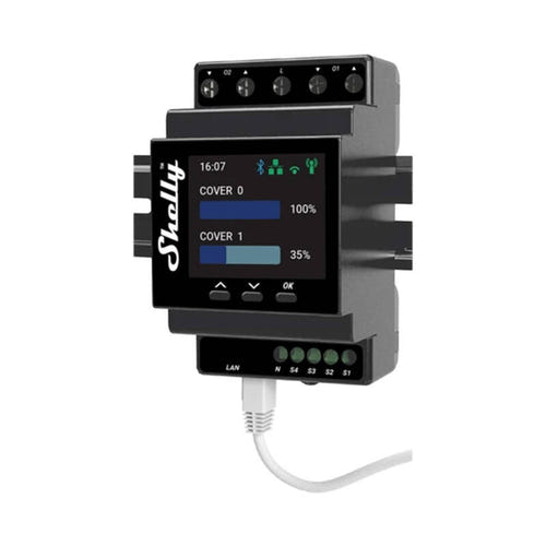 Shelly Pro Dual Cover PM - Contrôleur double de volets sur rail DIN : contrôleur Shelly Pro Dual Cover PM sur rail DIN