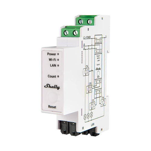 Shelly Pro 3EM 120A - Compteur d'énergie triphasé sur rail DIN : compteur Shelly Pro 3EM 120A sur rail DIN