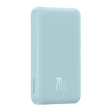 Baseus - Batterie externe magnétique 5000 mAh, charge sans fil 15 W (bleue) : port USB-C d'entrée et de sortie