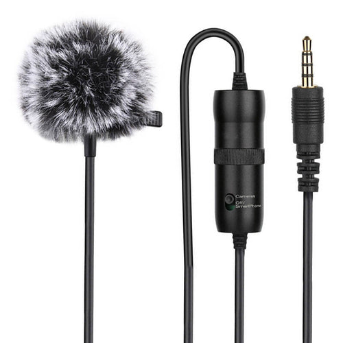 Puluz PU427 - Microphone cravate jack 3,5 mm, câble de 6 m : microphone cravate Puluz PU427 et ses accessoires