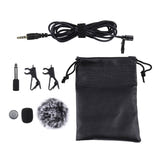 Puluz PU427 - Microphone cravate jack 3,5 mm, câble de 6 m : bonnettes, pinces et étui de transport fournis